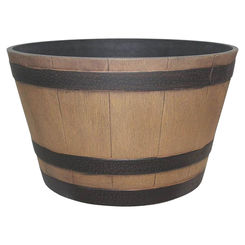 Click here to see Southern Patio HDR-012221 Dynamic Design Hampton Whiskey Barrel 22.48 in W x 13.27 in H, High Density Resin, Natural Oak