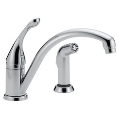 Click here to see Delta 441-DST Delta 441-DST Collins Single Handle Kitchen Faucet with Sprayer in Chrome Finish