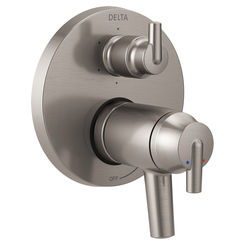 Click here to see Delta T27T959-SS Delta T27T959-SS Contemporary 2-Handle TempAssure 17T Series Valve Trim w/ 6-Function Integrated Diverter, Stainless