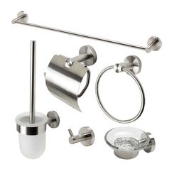 Click here to see Alfi AB9513-BN ALFI AB9513-BN 6-Piece Matching Bathroom Accessory Set, Brushed Nickel