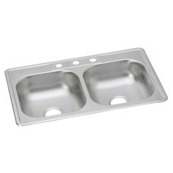 Click here to see Dayton KW50233223 Dayton KW50233223 Stainless Steel Top Mount Double Bowl Kingsford Sink