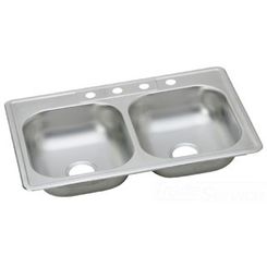 Click here to see Dayton K233220 Dayton K233220 Stainless Steel Top Mount Double Bowl Kingsford Sink
