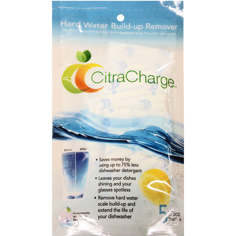 Nuvo H2O CITRACHARGE NuvoH20 CitraCharge Hard Water Build-up Remover, 5 Dishwasher Packets