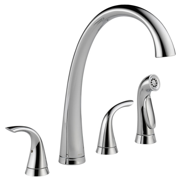 Delta 2480-DST Delta Commercial 2480-DST Two Handle Widespread Kitchen Faucet With Spray