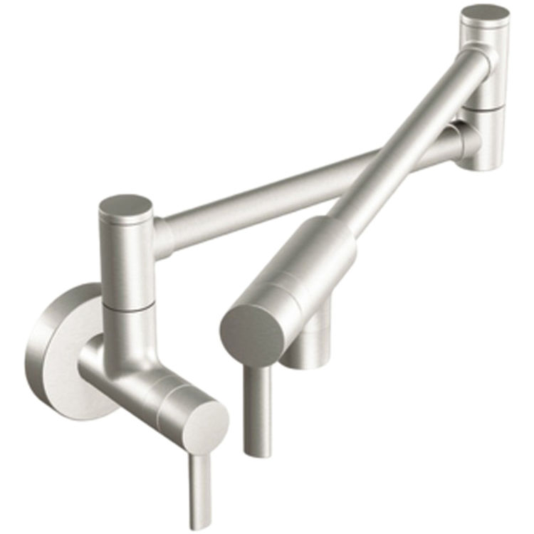 Moen S665SRS Modern Pot Filler TwoHandle Kitchen Faucet, Spot Resist