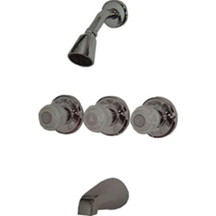 B K 122 213l 3 Handle Tub And Shower Faucet Chrome Plumbersstock