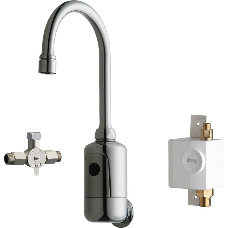 Chicago Faucets 116.964.AB.1 HyTronic Gooseneck Sink Faucet with Dual Beam Infrared Sensor