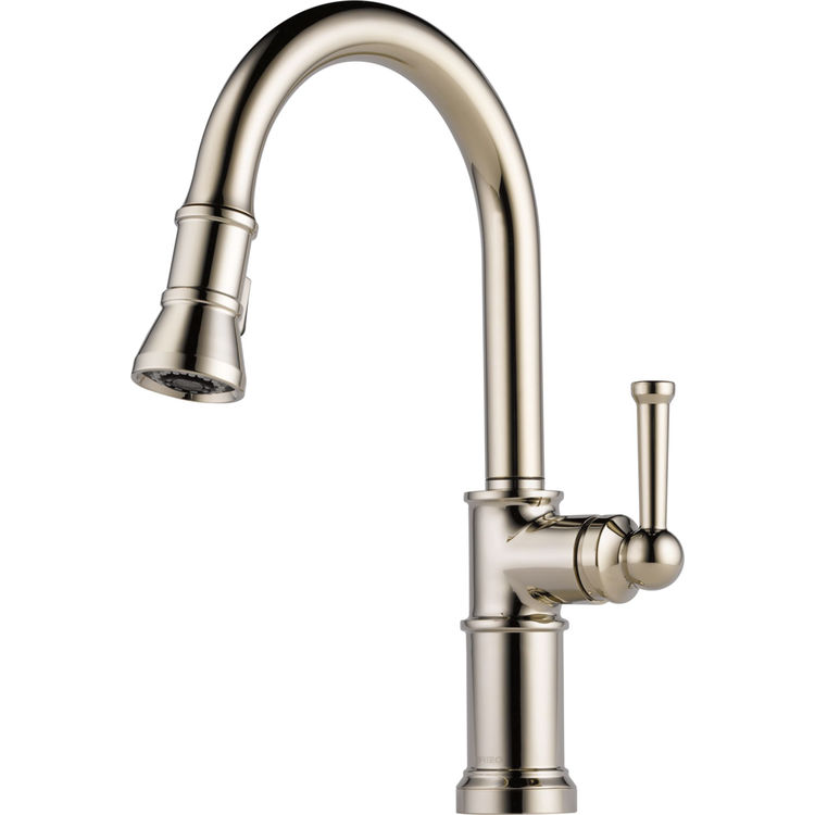 Brizo 63025lf Pn Polished Nickel Artesso Single Handle Pull Down Kitchen Faucet