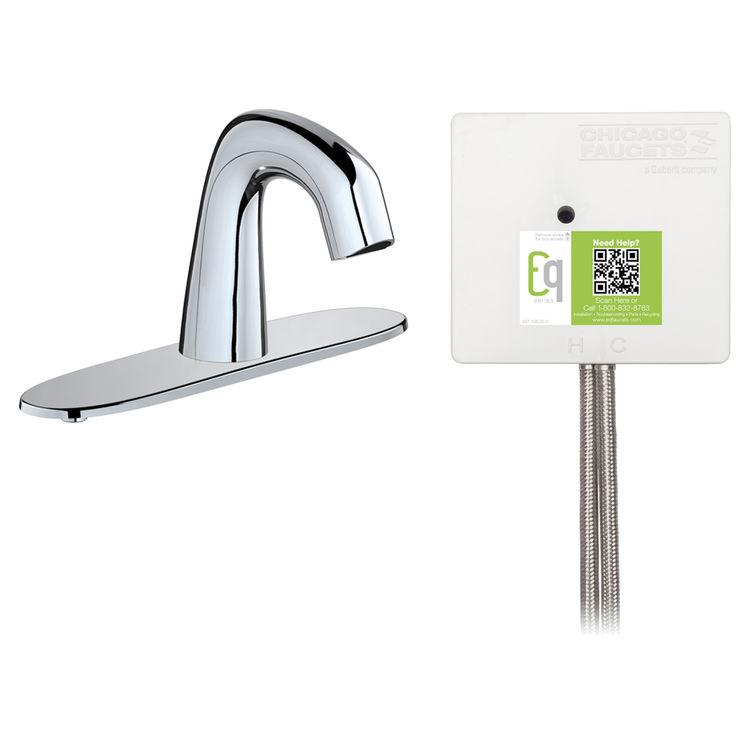 Chicago Faucet EQ-D13A-12ABCP Chicago Faucets EQ-D13A-12ABCP EQ Chrome EQ Curved Series Lavatory Sink Faucet with Hands-free Infrared Detection