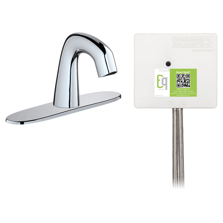 Chicago Faucet EQ-A13B-23ABCP Chicago Faucets EQ-A13B-23ABCP EQ Chrome EQ Curved Series Lavatory Sink Faucet with Hands-free Infrared Detection