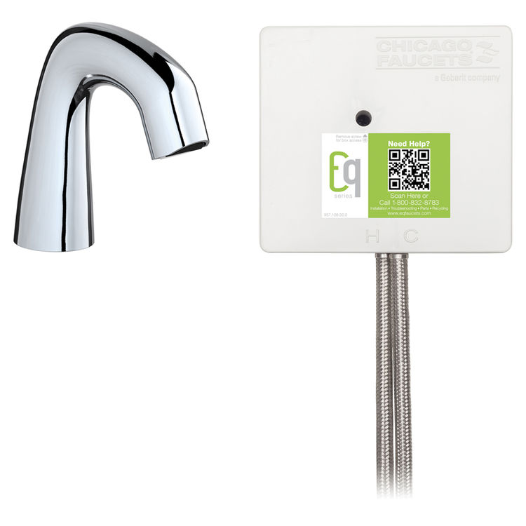 Chicago Faucet EQ-A11A-53ABCP Chicago Faucets EQ-A11A-53ABCP EQ Chrome EQ Curved Series Lavatory Sink Faucet with Hands-free Infrared Detection