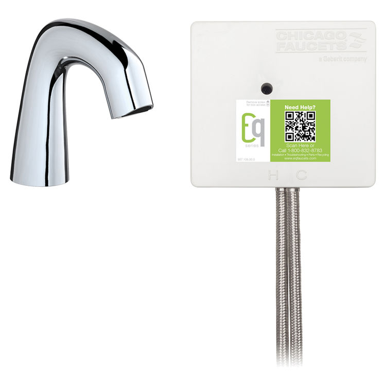 Chicago Faucet EQ-A11A-43ABCP Chicago Faucets EQ-A11A-43ABCP EQ Chrome EQ Curved Series Lavatory Sink Faucet with Hands-free Infrared Detection