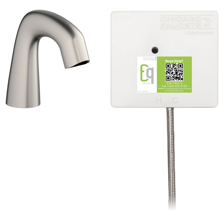 Chicago Faucet EQ-A11A-31ABBN Chicago Faucets EQ-A11A-31ABBN EQ Brushed Nickel EQ Curved Series Lavatory Sink Faucet with Hands-free Infrared Detection