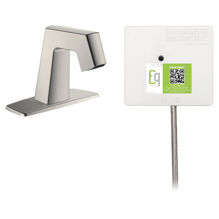 Chicago Faucet EQ-B12A-31ABBN Chicago Faucets EQ-B12A-31ABBN EQ Brushed Nickel EQ Angular Series Lavatory Sink Faucet with Hands-free Infrared Detection