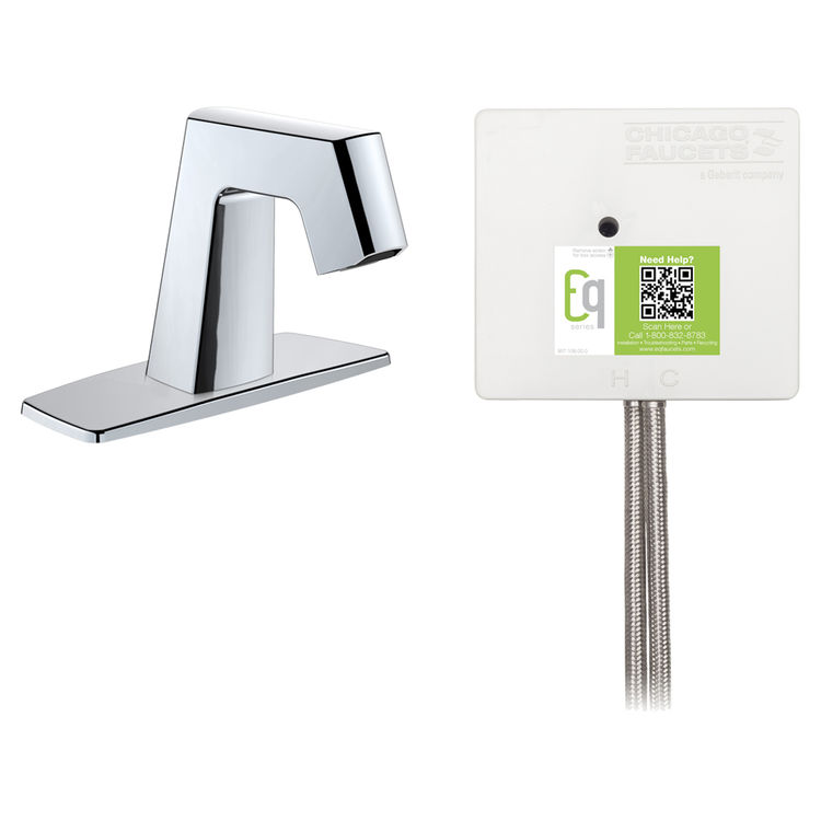 Chicago Faucet EQ-B12A-12ABCP Chicago Faucets EQ-B12A-12ABCP EQ Chrome EQ Angular Series Lavatory Sink Faucet with Hands-free Infrared Detection