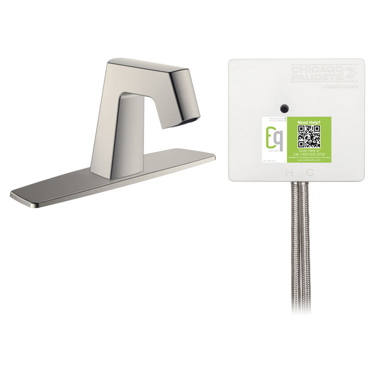 Chicago Faucet EQ-B13A-13ABBN Chicago Faucets EQ-B13A-13ABBN EQ Brushed Nickel EQ Angular Series Lavatory Sink Faucet with Hands-free Infrared Detection