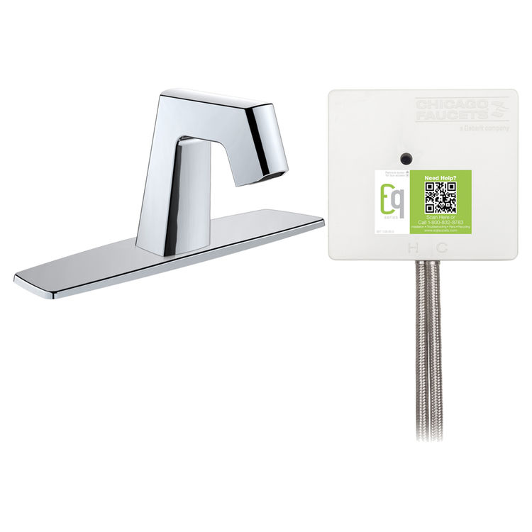 Chicago Faucet EQ-B13B-22ABCP Chicago Faucets EQ-B13B-22ABCP EQ Chrome EQ Angular Series Lavatory Sink Faucet with Hands-free Infrared Detection