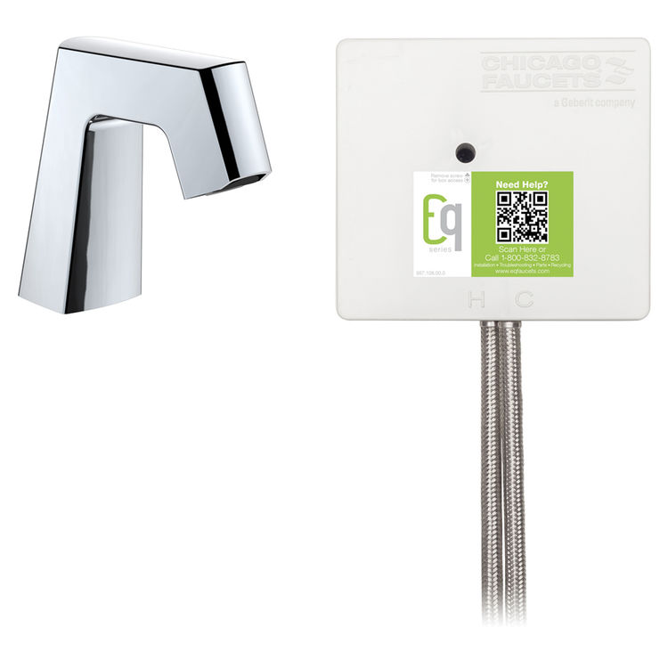 Chicago Faucet EQ-B11A-13ABCP Chicago Faucets EQ-B11A-13ABCP EQ Chrome EQ Angular Series Lavatory Sink Faucet with Hands-free Infrared Detection