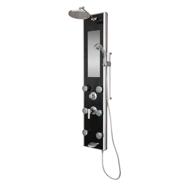 Pulse 1022-B Pulse 1022-B Leilani ShowerSpa, w/ Integrated Mirror and Slide Bar, Black