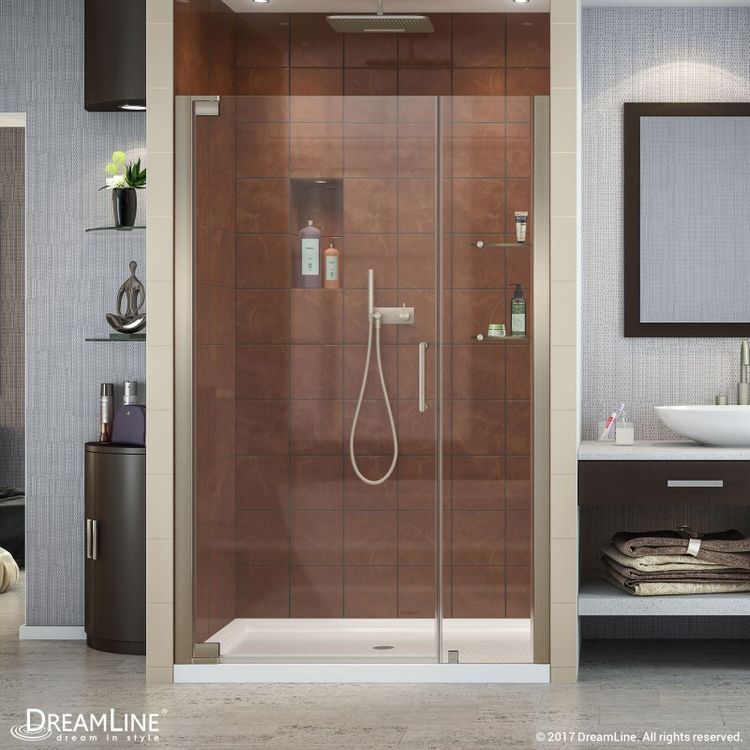 Dreamline Elegance 46 To 48 In Frameless Pivot Shower Door Clear Dreamline Elegance 46 To 48 In Frameless Pivot Shower Door Clear 3 8 Glass Brushed Nickel Finish