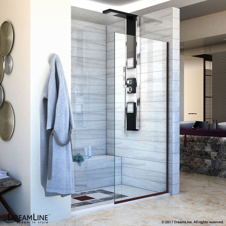 Linea Frameless Shower Door 30 In X 72 Open Entry Design Oil Linea Frameless Shower Door 30 In X 72 Open Entry Design Oil Rubbed Bronze