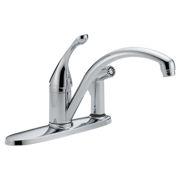 Delta 340-DST Delta 340-DST Collins Single Handle Kitchen Faucet with Sprayer in Chrome Finish