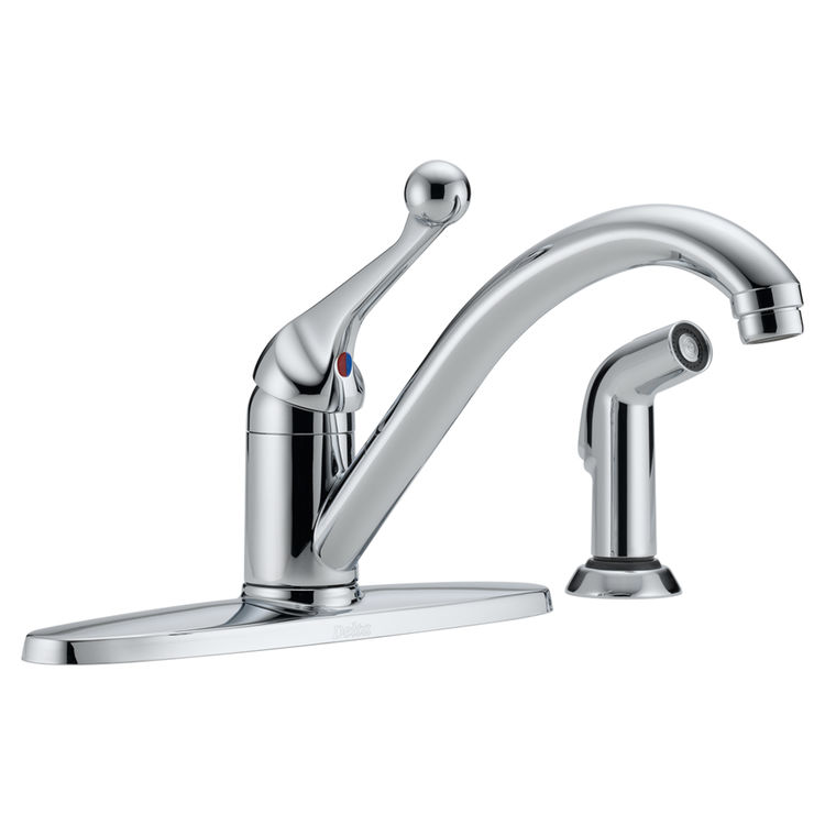 Delta 400-BH-DST Delta 400-BH-DST Classic Single Handle Kitchen Faucet with Spray (Chrome)