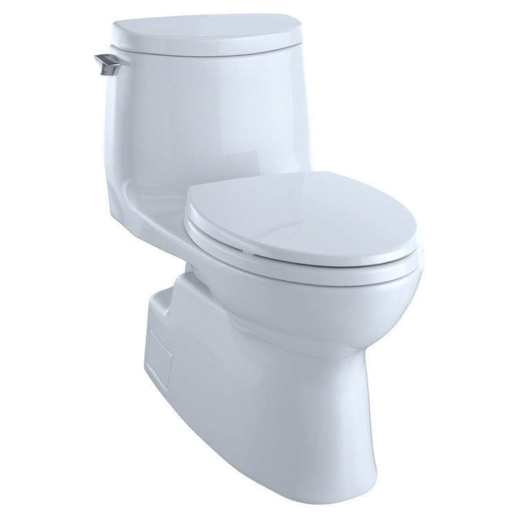 Toto MS614114CUFG#01 TOTO Carlyle II 1G One-Piece Elongated 1.0 GPF Universal Height Skirted Toilet with CeFiONtect, Cotton White - MS614114CUFG#01