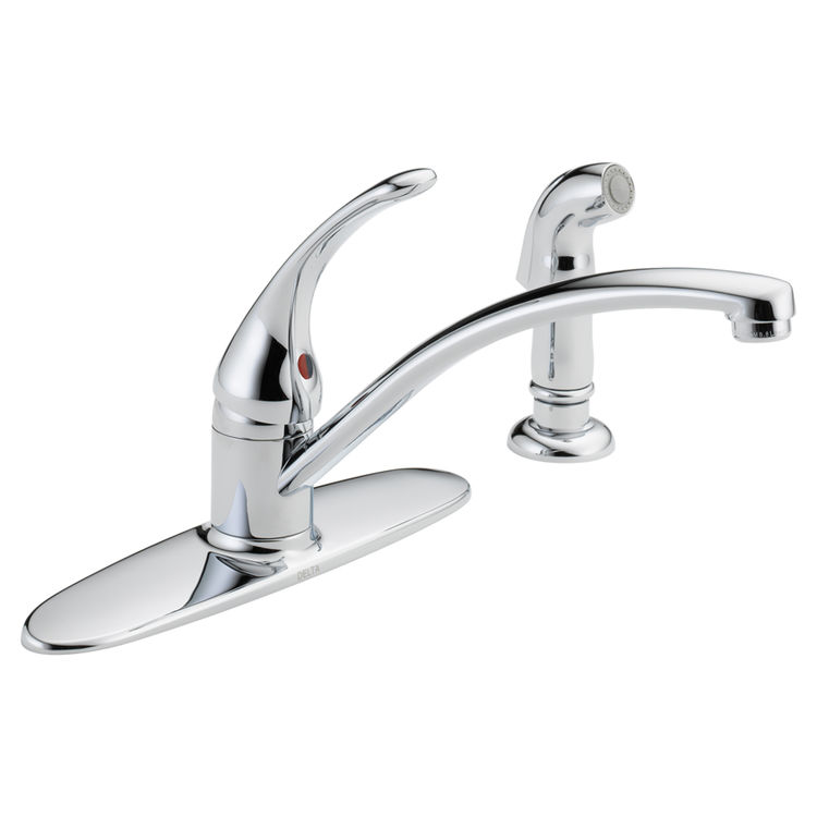 Delta B4410LF Delta B4410LF Foundations Series Single Handle Kitchen Faucet w/ Spray (Chrome)