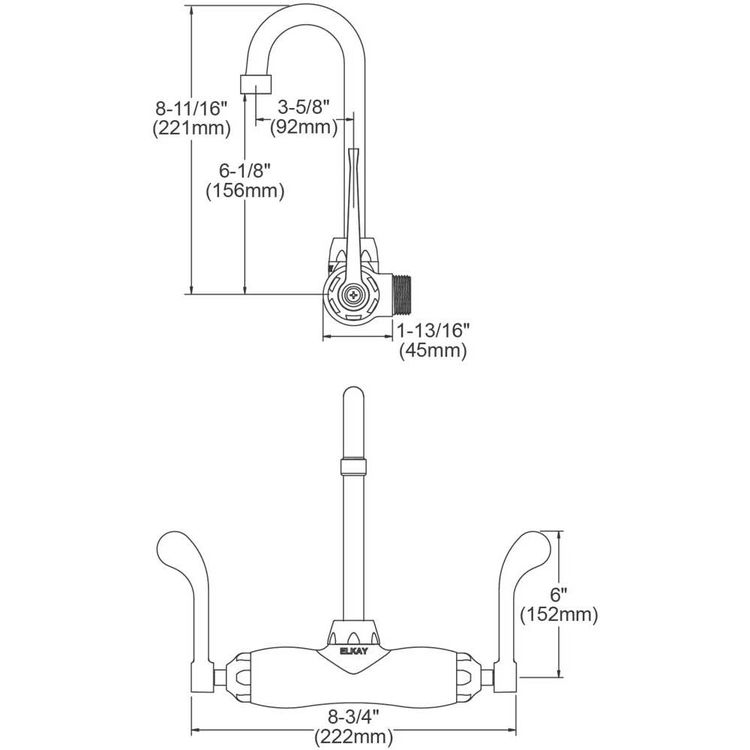 View 4 of Elkay LK945GN04T6T Elkay LK945GN04T6T  Commercial Wall-Mounted Faucet