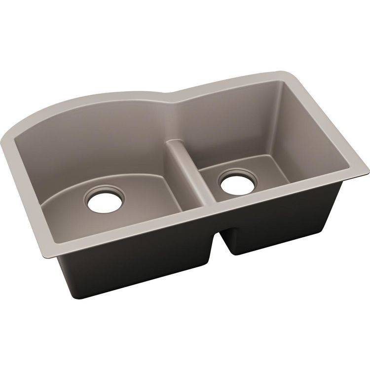 Elkay ELXHU3322RSM0 Elkay Quartz Luxe Double Bowl 60/40 Undermount Sink with Aqua Divide - Silvermist (ELXHU3322RSM0)