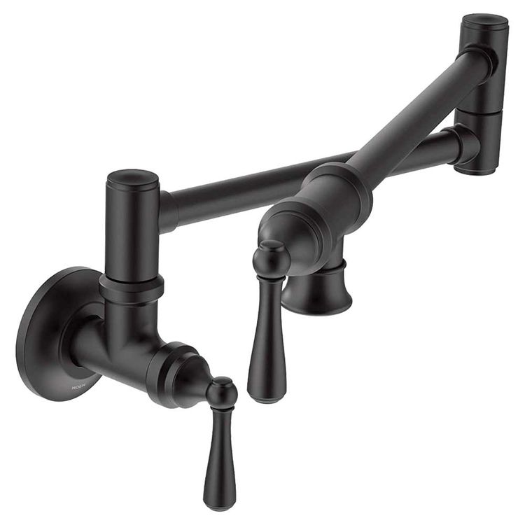 Moen S664BL Moen S664BL Traditional Two-Handle Pot Filler, Matte Black