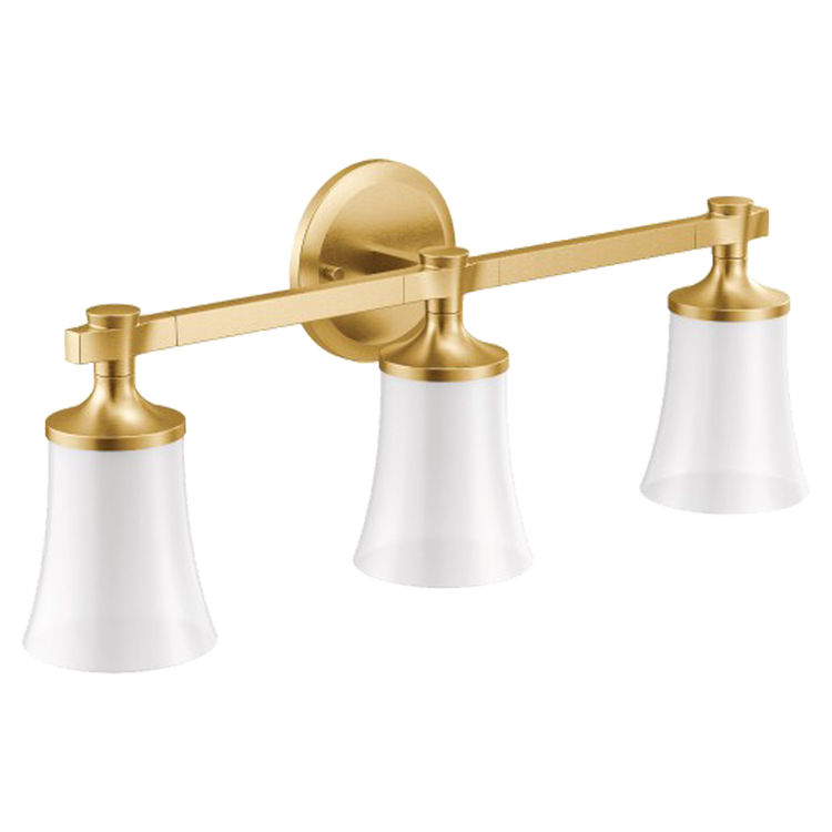 MOEN YB0363BG CSI Flara ThreeGlobe Bath Light Sconce, Brushed Gold