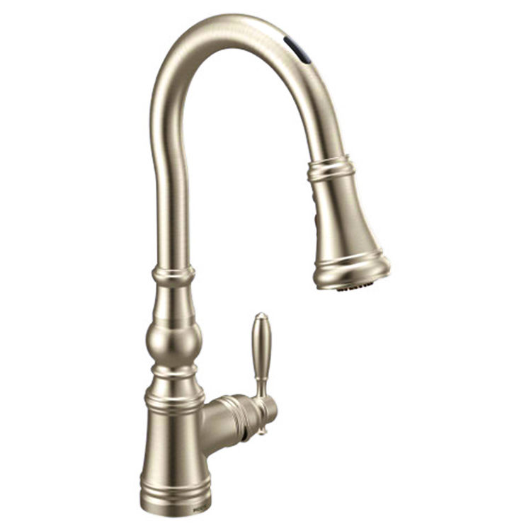 Moen S73004evnl Weymouth One Handle Voice Activated Pulldown Kitchen Faucet Polished Nickel