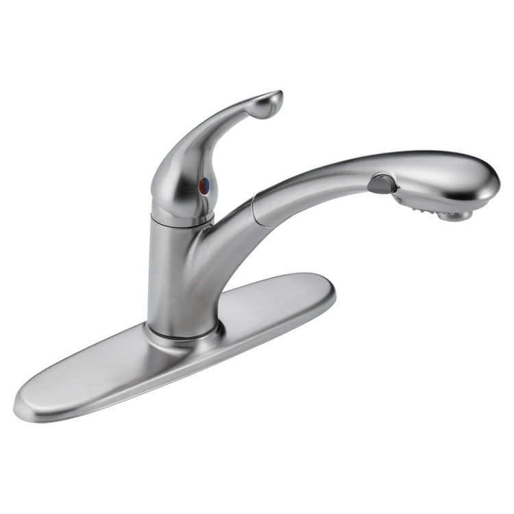 Delta 470-AR-DST Delta 470-AR-DST Signature Single-Handle Pull-Out Kitchen Faucet, Arctic Stainless