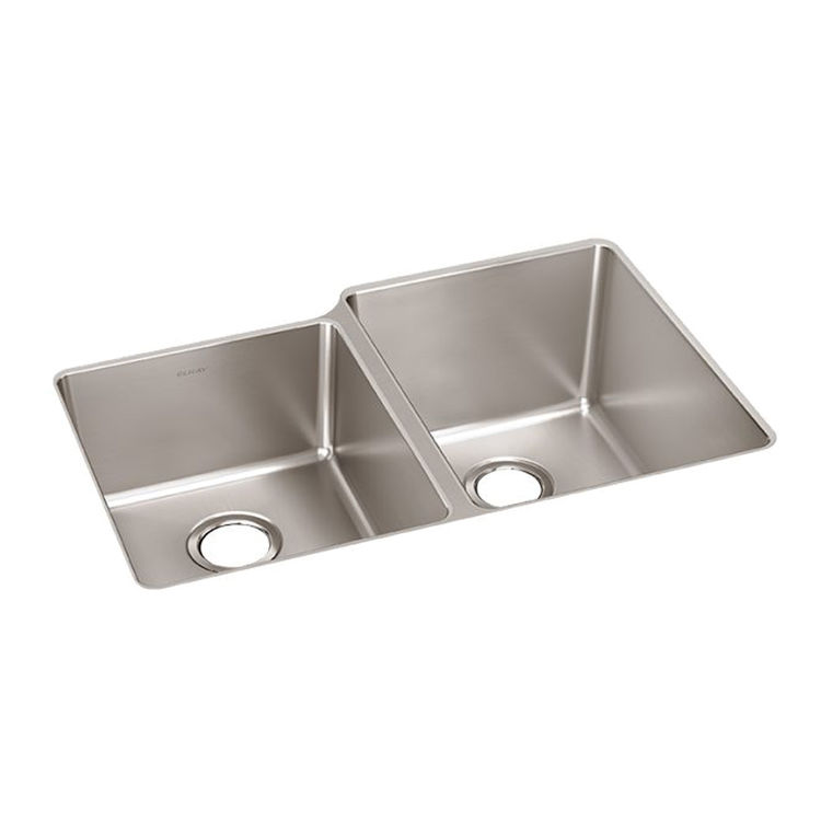 Elkay ELUH3120LT Lustertone Iconix Double Bowl Undermount Kitchen Sink,  Left Small Bowl - Luminous Satin