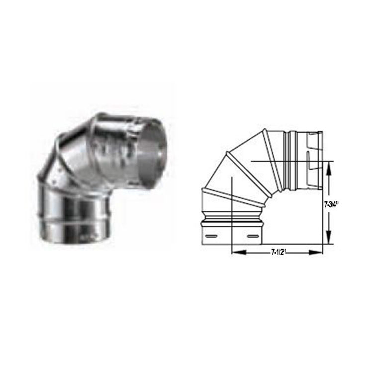 M&G DuraVent 8" Round Gas Vent 90 Degree Adjustable Elbow - 8GVL90