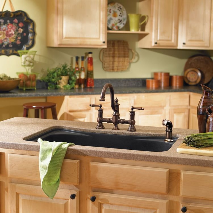 Moen S713ORB Waterhill Two-Handle Kitchen Faucet, Oil ...