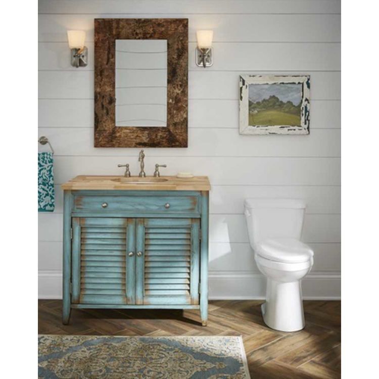 Gerber 21014 Avalanche OnePiece Compact Elongated ErgoHeight Toilet, 1.28 gpf, 12" RoughIn, White