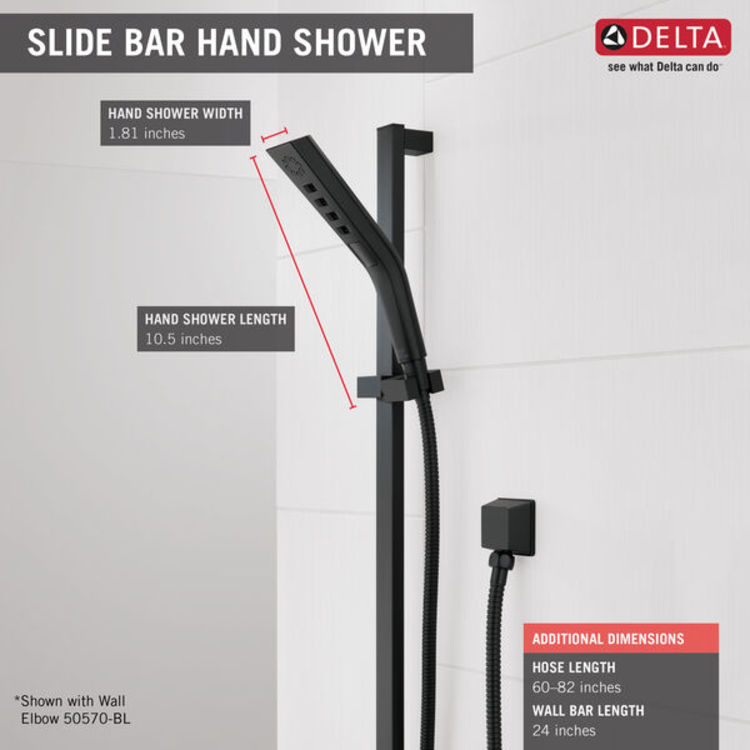 View 5 of Delta 51799-BL Delta 51799- BL Pivotal H2Okinetic Handheld Shower With Slide Bar - Matte Black