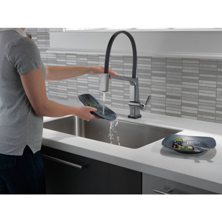 View 5 of Delta 9693T-AR-DST Delta 9693T-AR-DST Pivotal One-Handle Pulldown Kitchen Faucet with Touch2O - Arctic Stainless