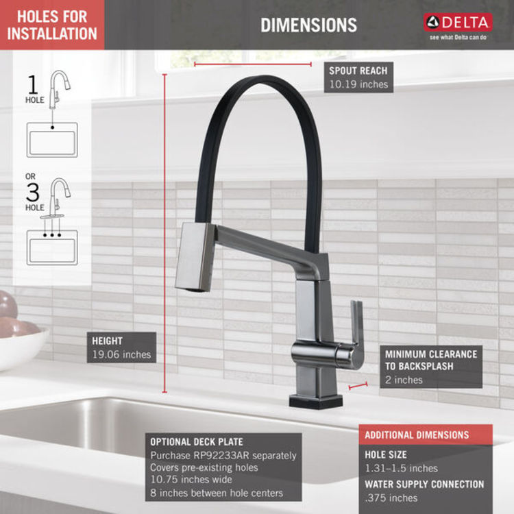 View 4 of Delta 9693T-AR-DST Delta 9693T-AR-DST Pivotal One-Handle Pulldown Kitchen Faucet with Touch2O - Arctic Stainless