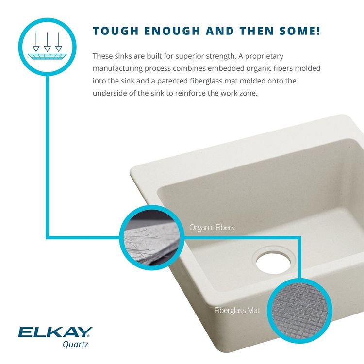 View 6 of Elkay ELXHU3322RSM0 Elkay Quartz Luxe Double Bowl 60/40 Undermount Sink with Aqua Divide - Silvermist (ELXHU3322RSM0)