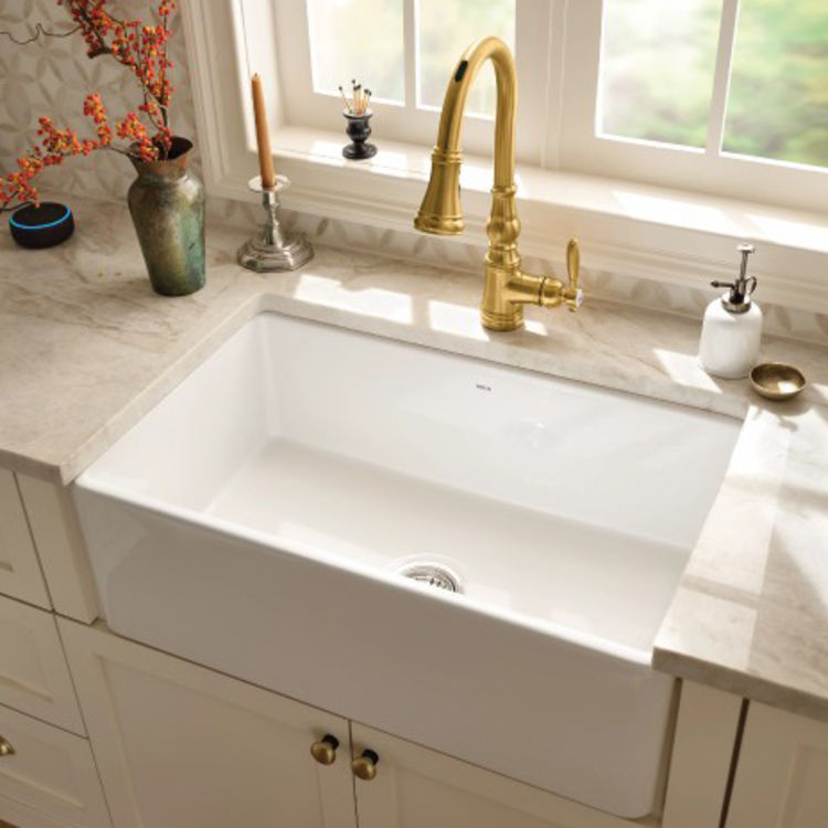 Moen FC331910 Fireclay SingleBowl Farmhouse Kitchen Sink, 33" x 19" x