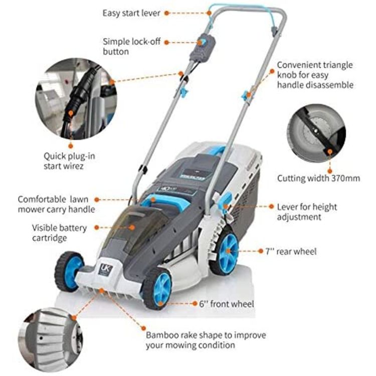 View 5 of Swift EB137CD2 Swift EB137CD2 Cordless 40V Wide Lawn Mower with Battery and Charger