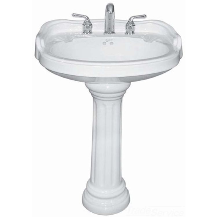Mansfield 366 4 Bisc Biscuit Romanesque 26 X21 Pedestal Lavatory Basin - Mansfield Bathroom Pedestal Sinks