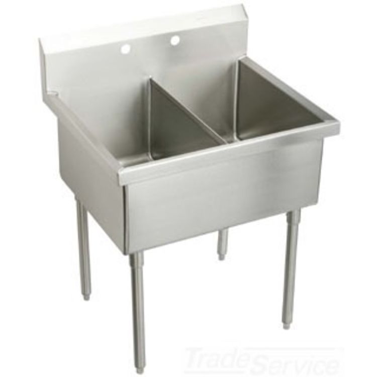 Elkay SS8236OF_ Elkay SS8236OF Double Bowl Stainless Steel Scullery Sink